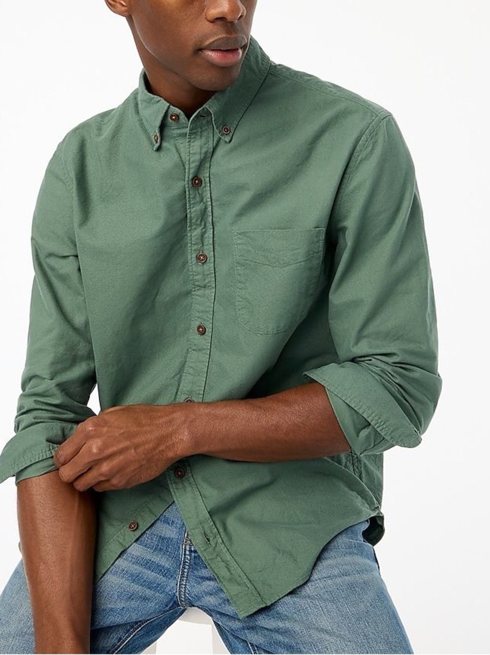 J. Crew Broken-In Oxford Button Down Shirt Green Mens Classic Fit Size XL